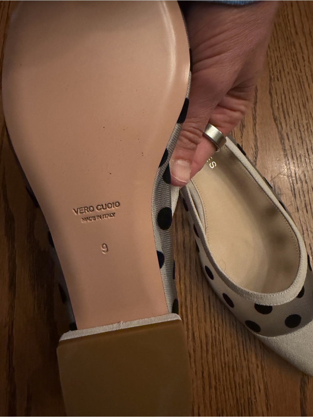 Beautisoles Polka Dot Mesh Ballet Flat - White with Black Dots - Picture 3 of 4